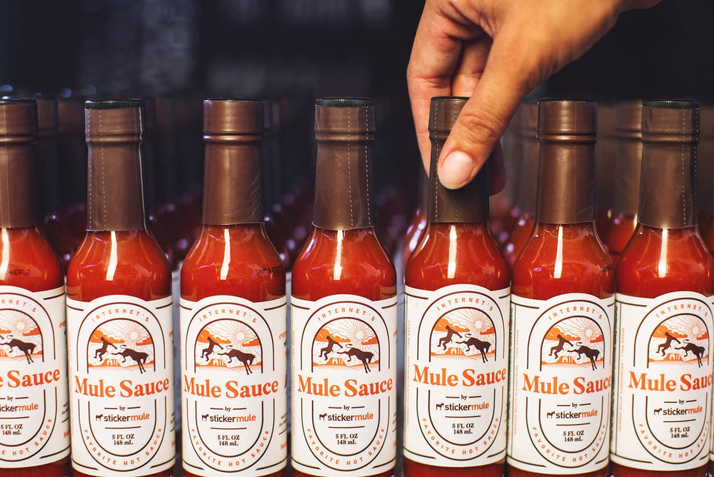 Pour-ready Mule Sauce shows rich texture perfect for drizzling.