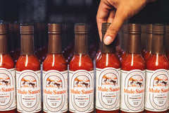 Pour-ready Mule Sauce shows rich texture perfect for drizzling.