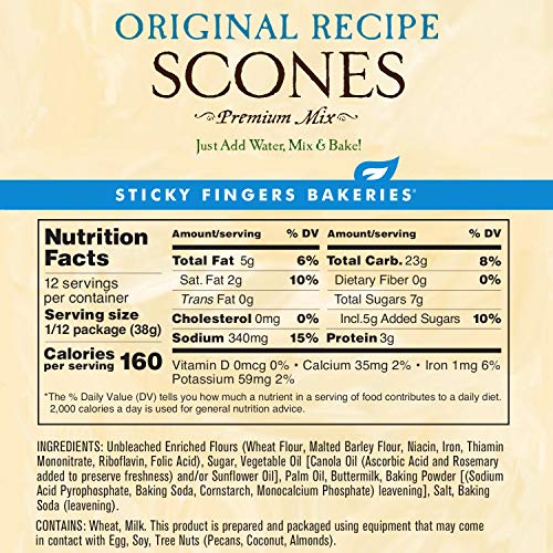 Sticky Fingers scone mix original ingredients close-up highlighting premium natural components for quality results.