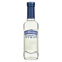 Stirrings Simple Syrup 12oz bottle close-up showing consistent sweetness for drinks