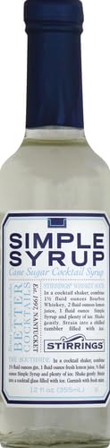 Stirrings Simple Syrup bottle close-up highlights pure cane sugar quality
