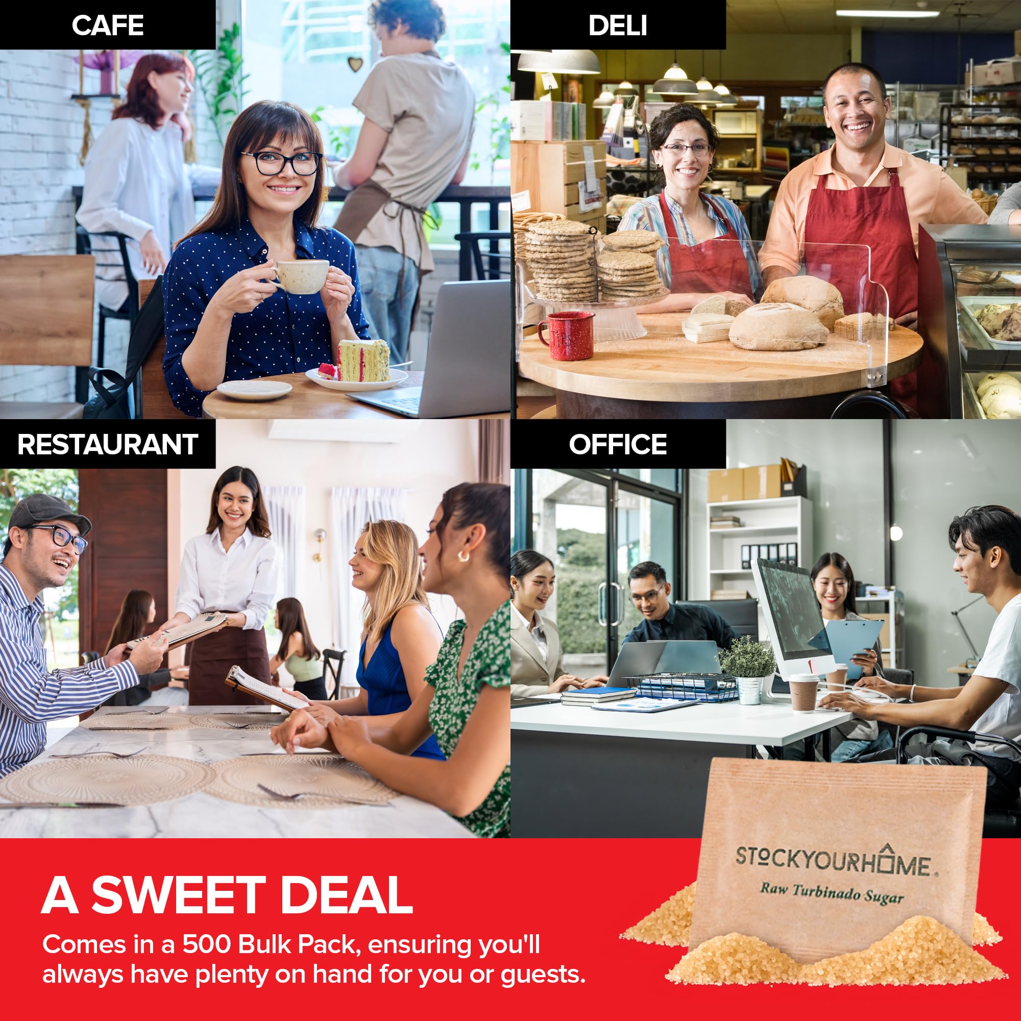 Bulk sugar packets storage by Stock Your Home for restaurants and shops
