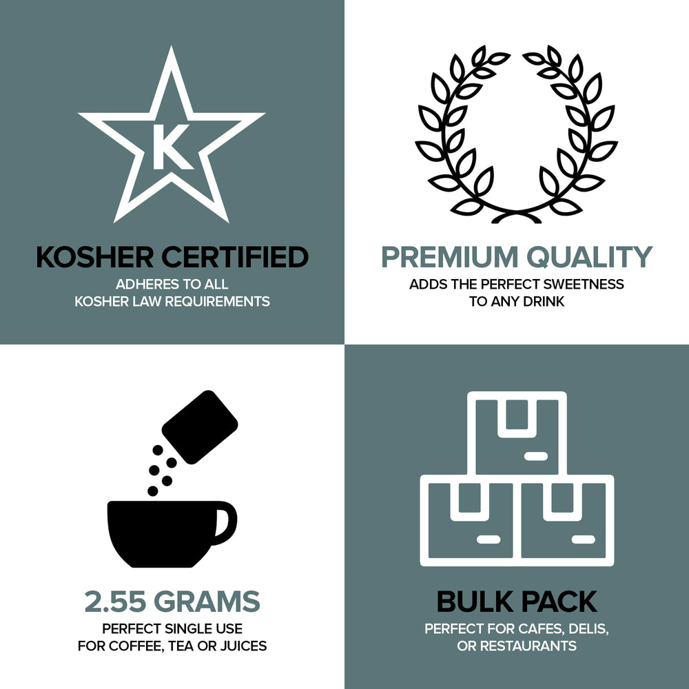 Stock Your Home kosher white sugar packets for kosher-certified convenience.