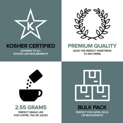 Stock Your Home kosher white sugar packets for kosher-certified convenience.