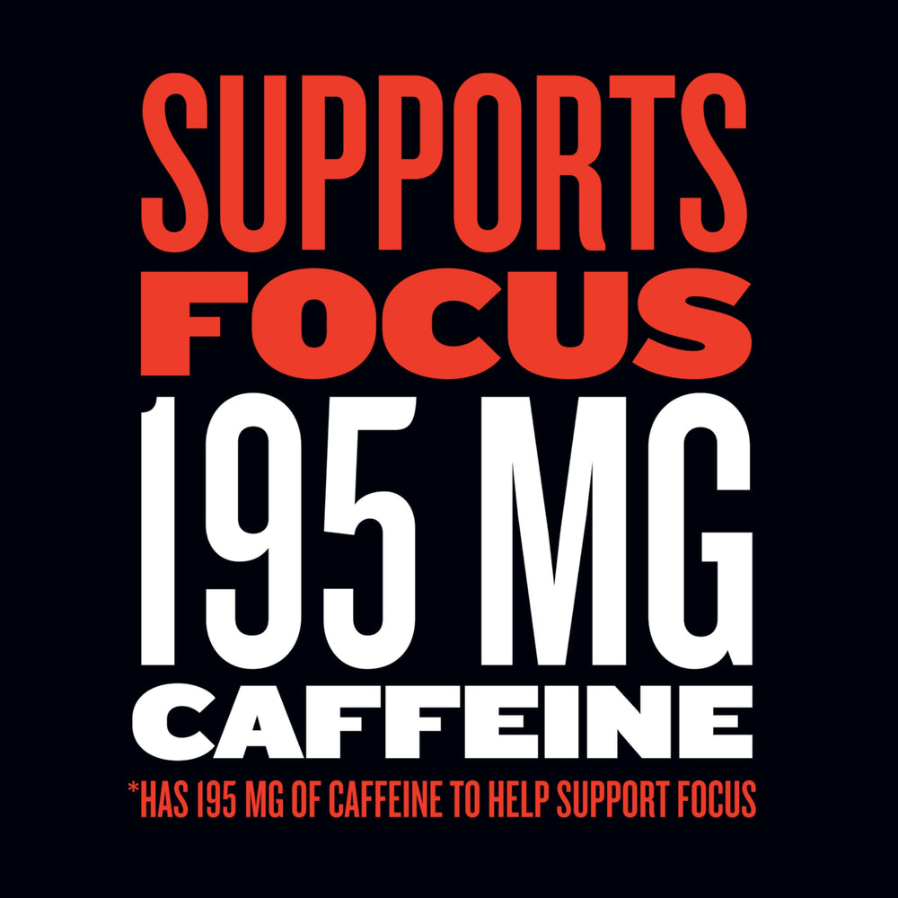 Caffeine boost graphic indicating 195 mg from STOK can