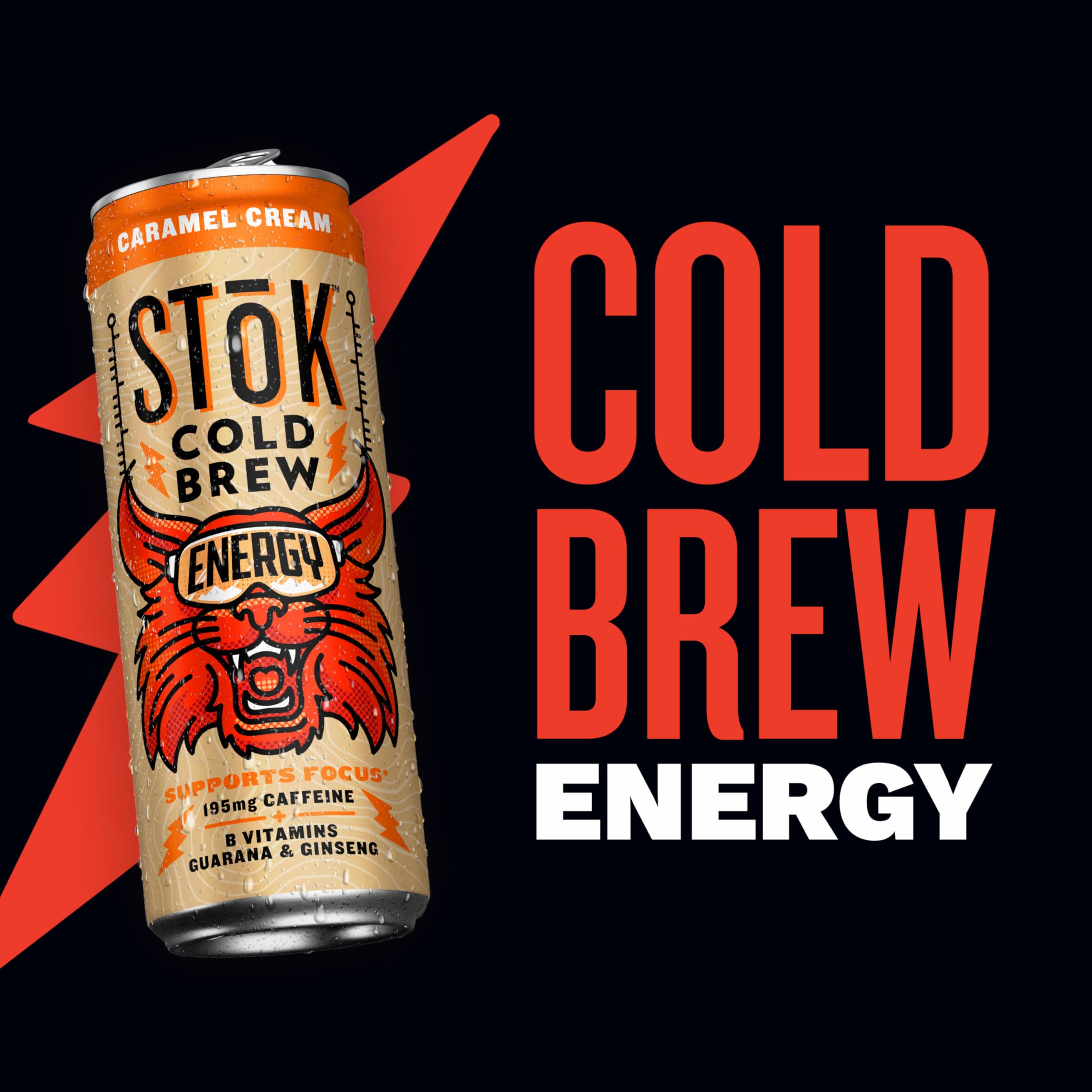 STOK energy drink glass with caramel aroma and smooth finish