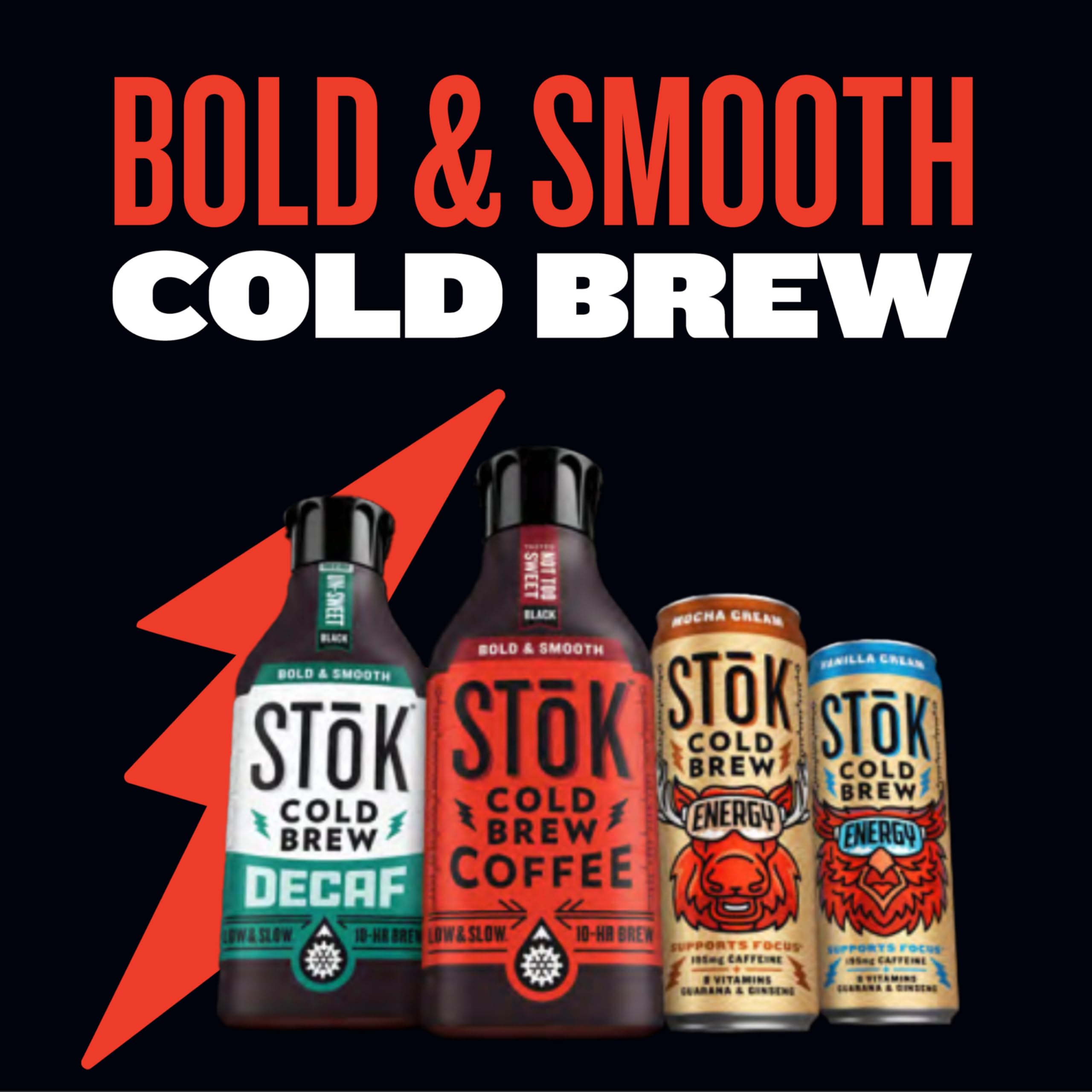 STOK ingredients label hints at guarana, ginseng and B-vitamins for energy support.