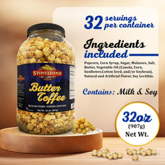 Stonehedge Farms Butter Toffee Popcorn tub ready for holiday gift baskets