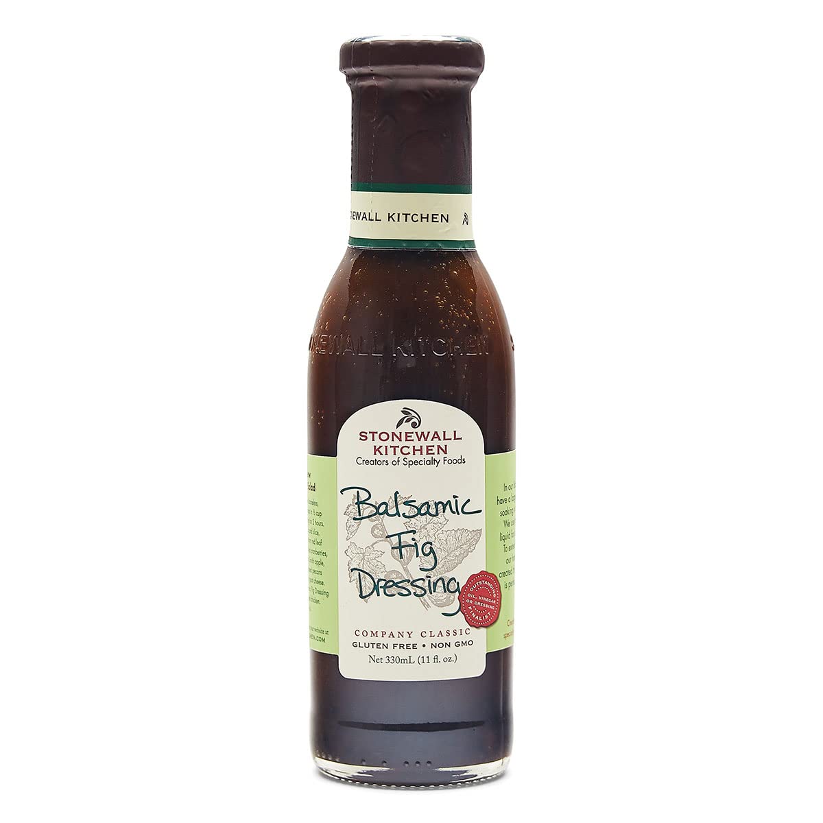 Stonewall Kitchen Balsamic Fig Dressing bottle on a clean surface, elevating mealtime flavor