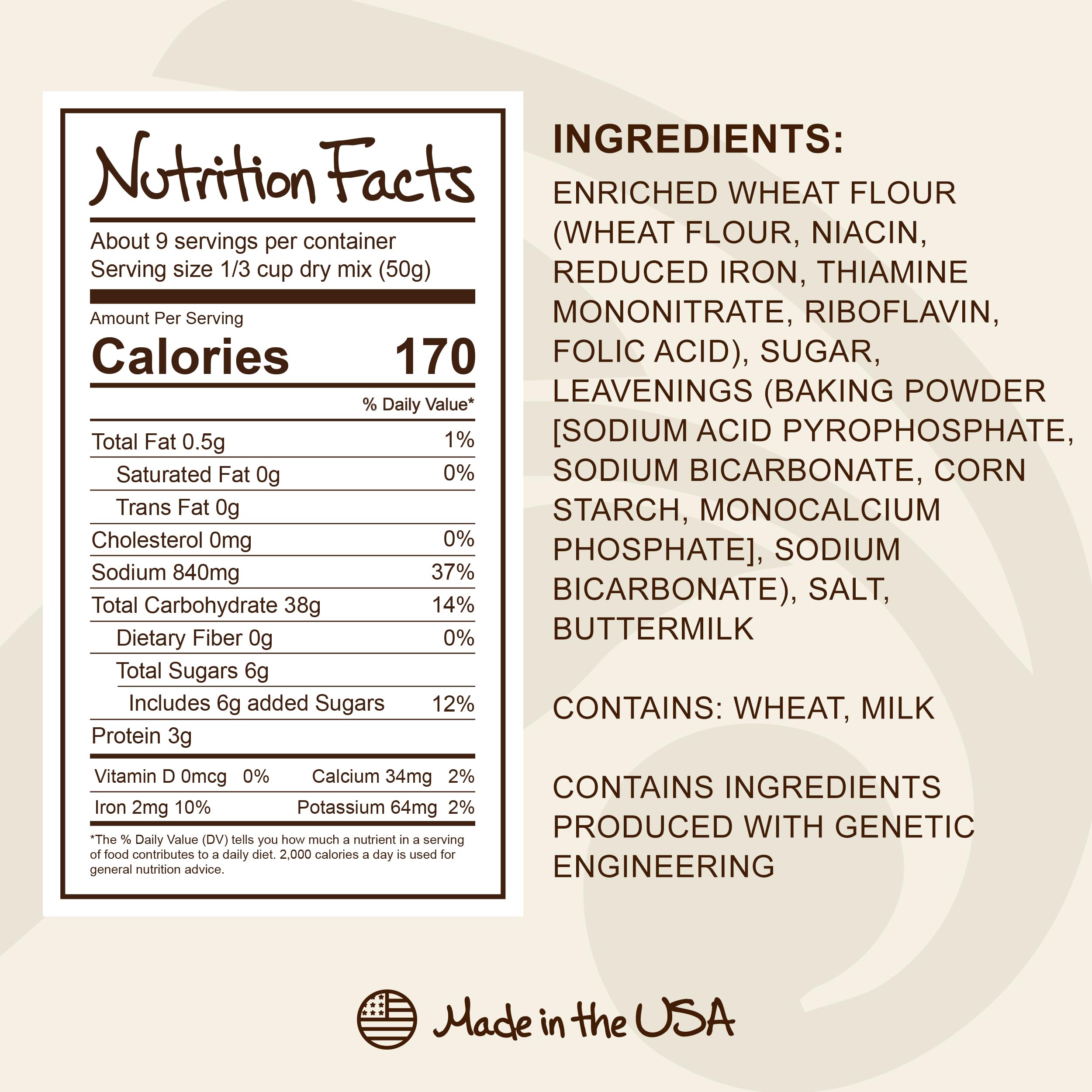 Close-up of Stonewall Kitchen mix ingredients showing premium dry components for fluffiness.