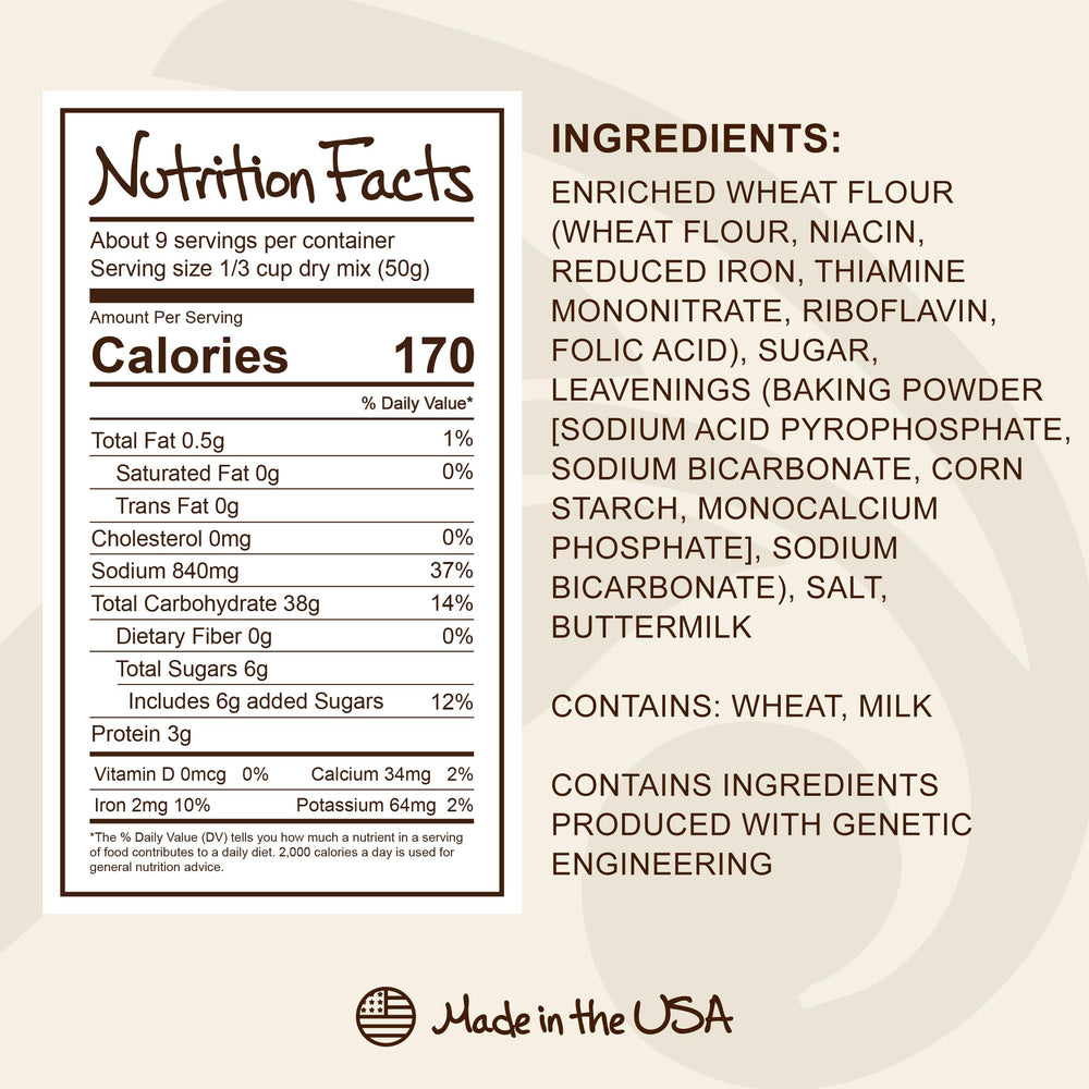 Close-up of Stonewall Kitchen mix ingredients showing premium dry components for fluffiness.