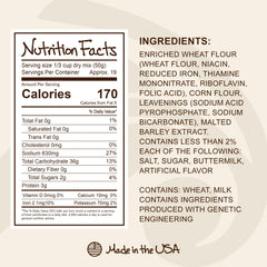 Stonewall Kitchen ingredients close-up highlights malted flour for rich flavor.