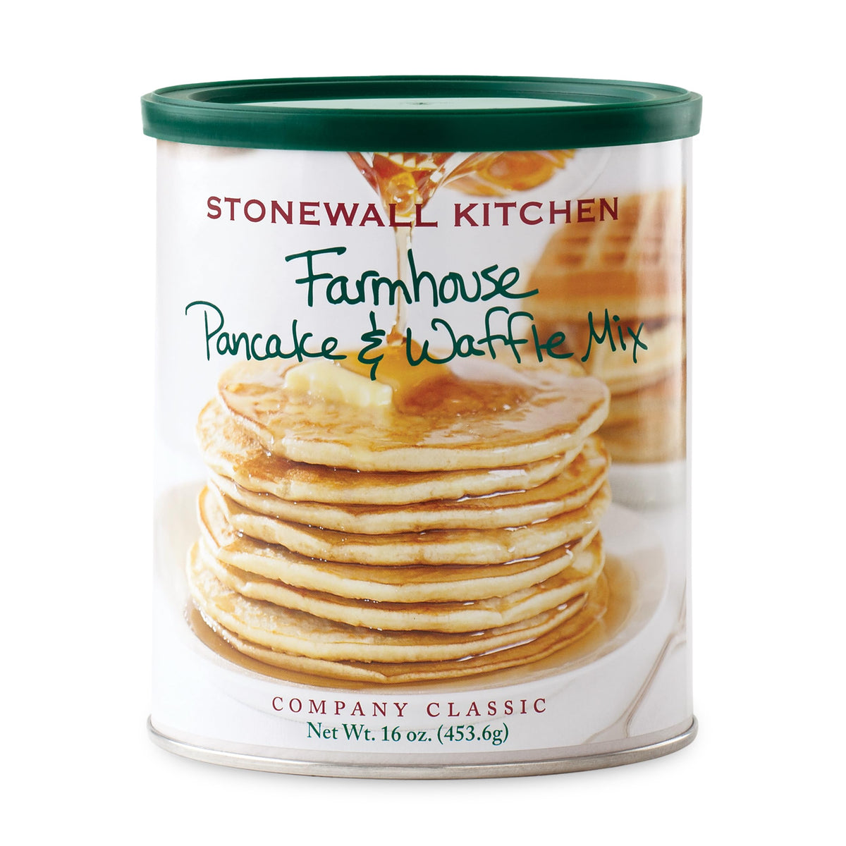 Stonewall Kitchen Farmhouse Pancake Mix bag highlighting malted flour and vanilla aroma.