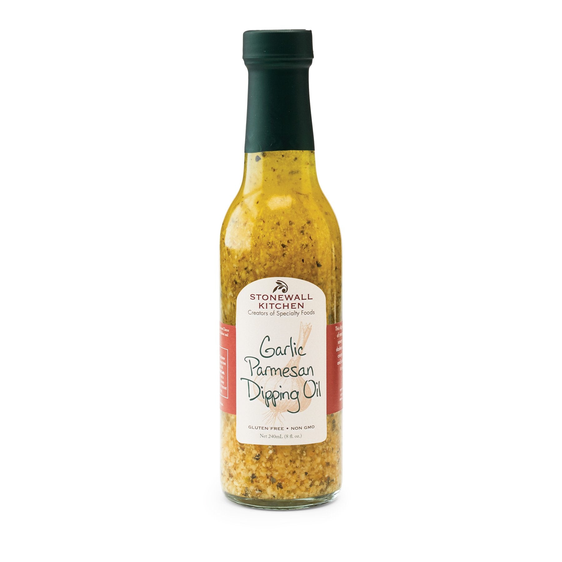 Stonewall Kitchen Garlic Parmesan Dipping Oil sealed bottle, premium flavor for dipping and marinades.