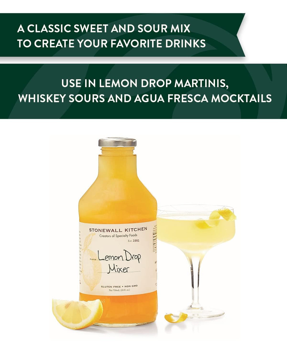 Stonewall Kitchen Lemon Drop Mixer pour showing smooth citrus notes.