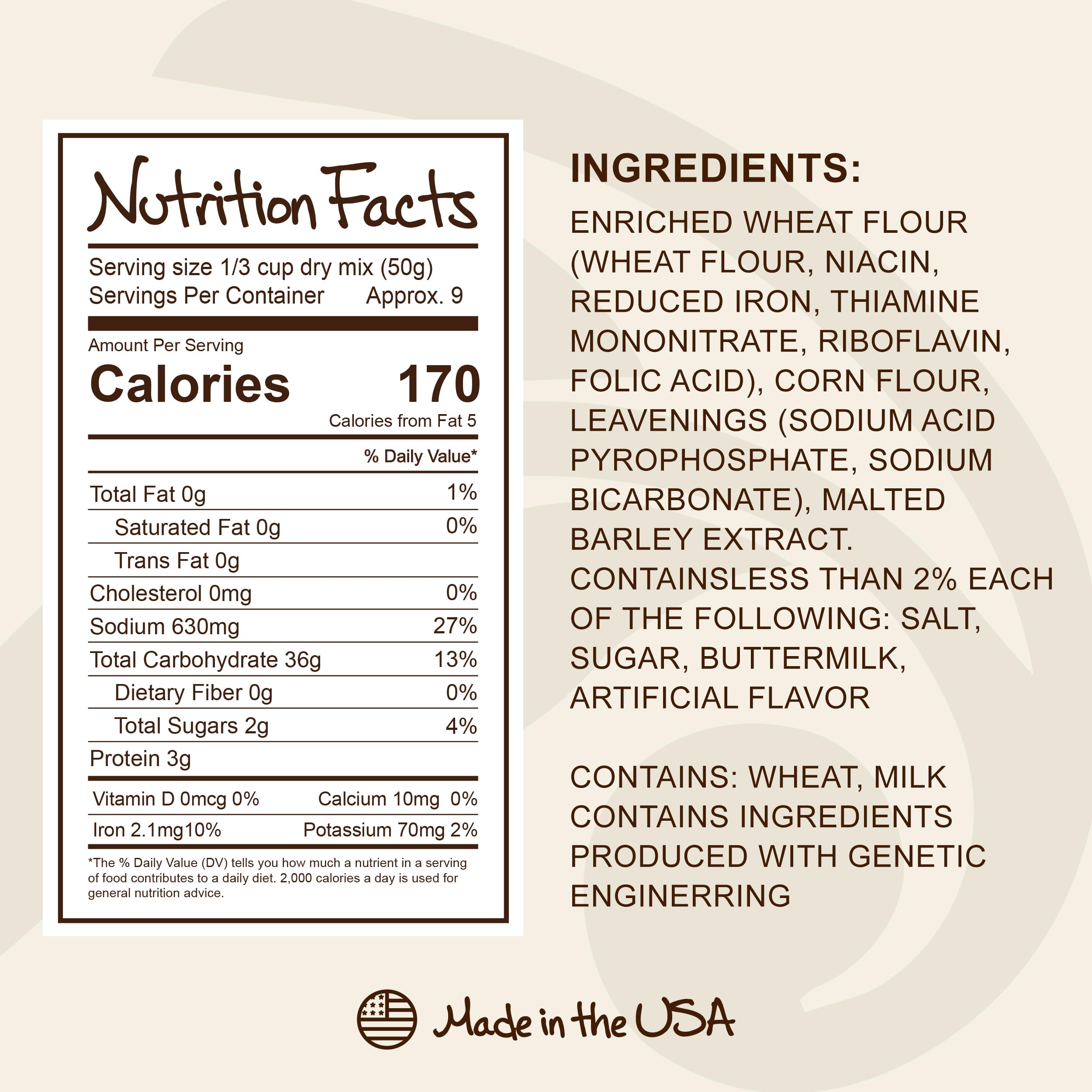 Close-up of malted flour note in Stonewall Kitchen mix.