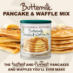 Stonewall Kitchen mixing bowl with batter signals easy breakfast prep.