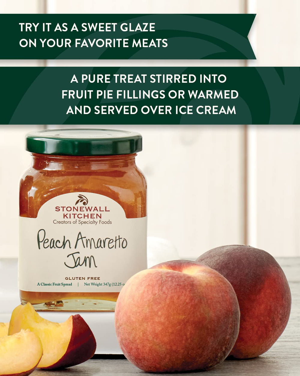 Stonewall Kitchen Peach Amaretto Jam on waffles for a fruity breakfast treat