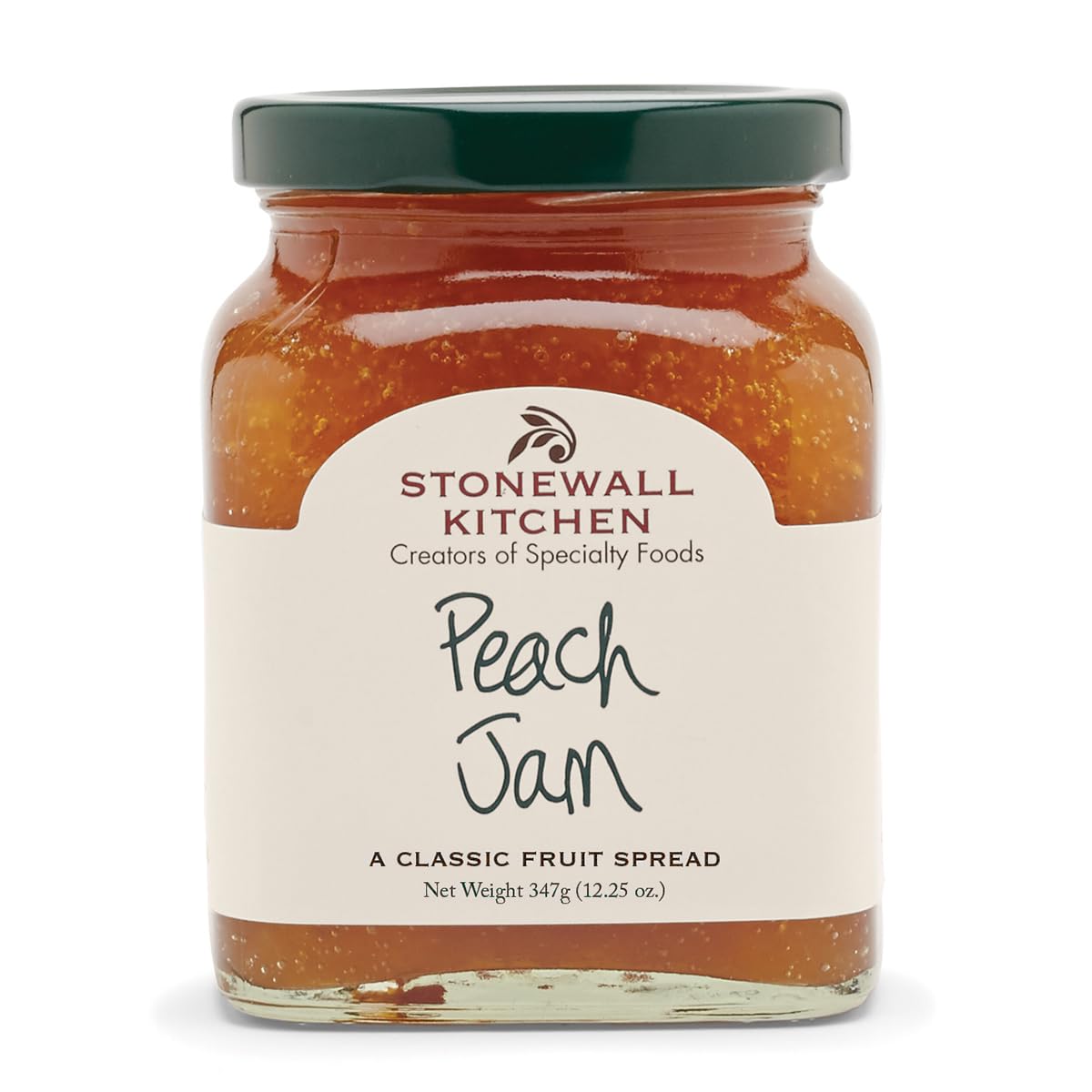 Stonewall Kitchen Peach Jam 12.5 oz front view; perfect for toast and breakfast sweetness.