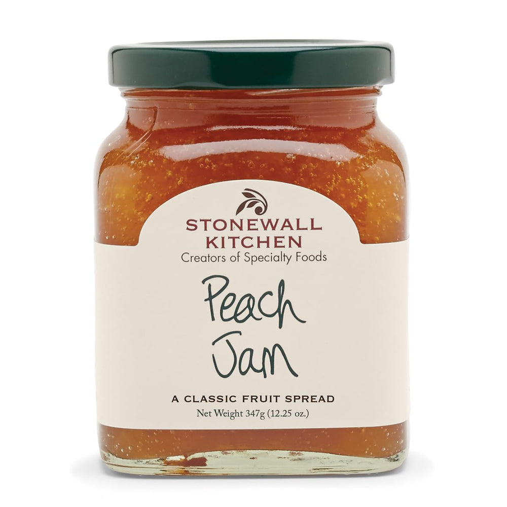 Stonewall Kitchen Peach Jam 12.5 oz front view; perfect for toast and breakfast sweetness.