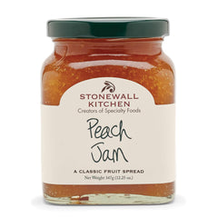 Stonewall Kitchen Peach Jam 12.5 oz front view; perfect for toast and breakfast sweetness.