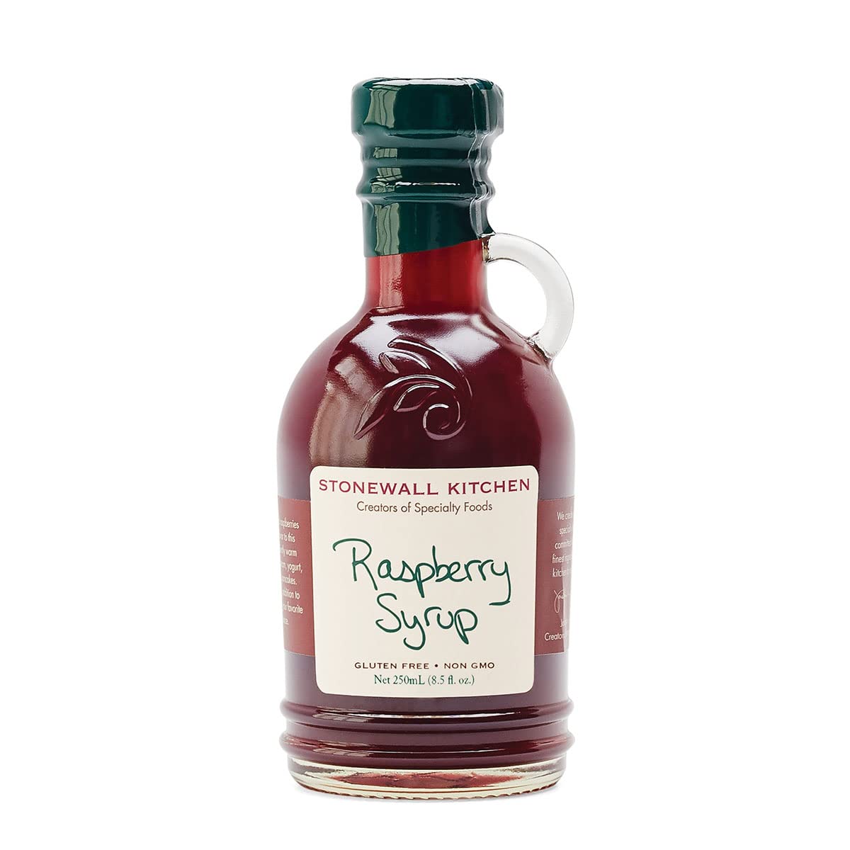 Stonewall Kitchen Raspberry Syrup bottle front for breakfast and desserts.