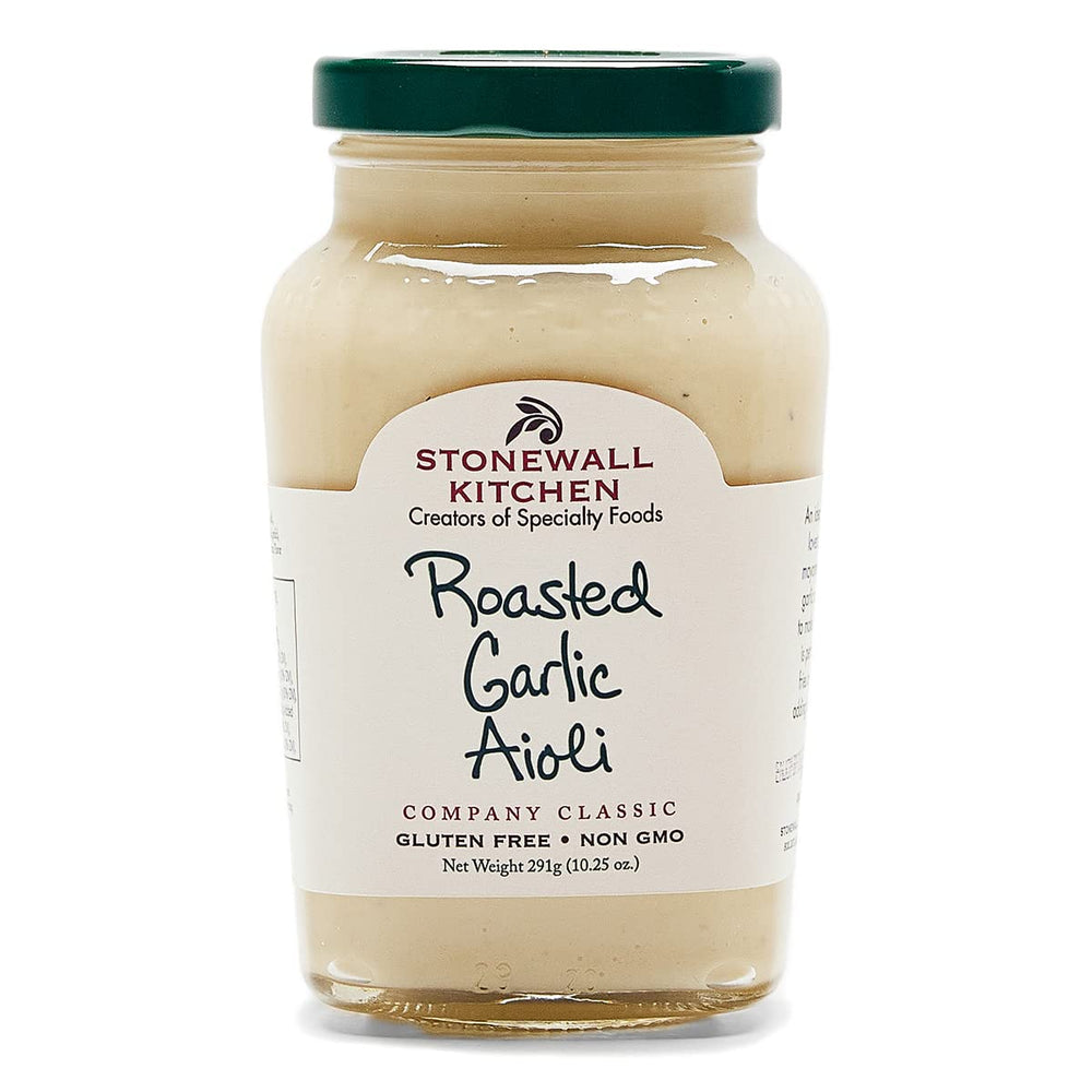 Stonewall Kitchen Roasted Garlic Aioli jar for premium dipping and spreading.
