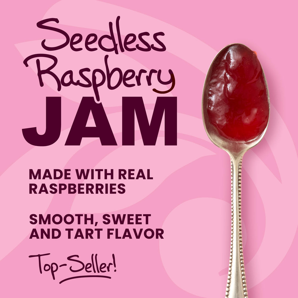 Stonewall Kitchen Seedless Raspberry Jam spread on toast delivers a vibrant morning treat.