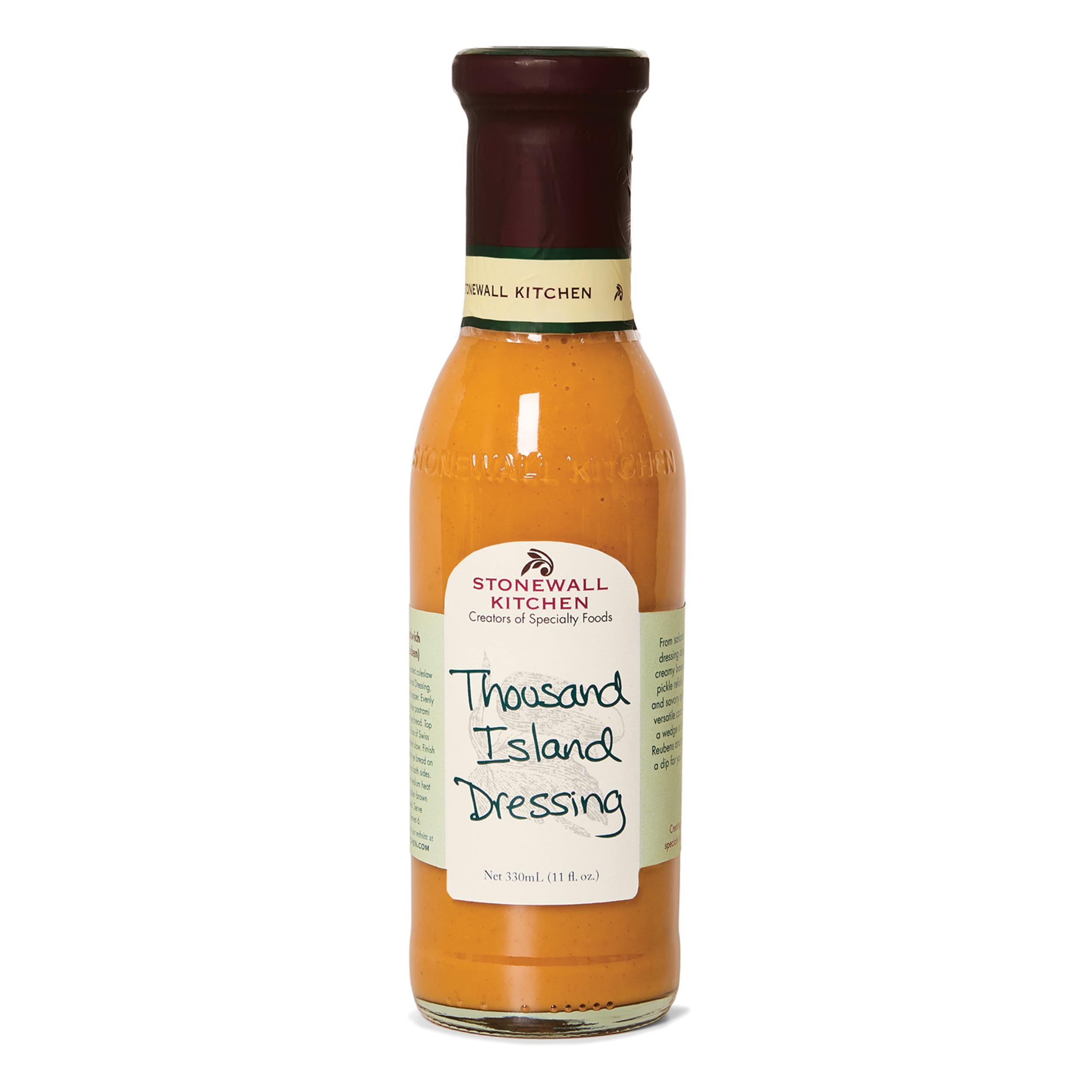 Stonewall Kitchen Thousand Island dressing bottle front, ideal creamy topping for salads.
