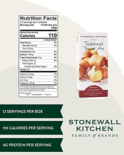 Stonewall Kitchen Traditional Popover Mix baked popovers emerge golden and airy.
