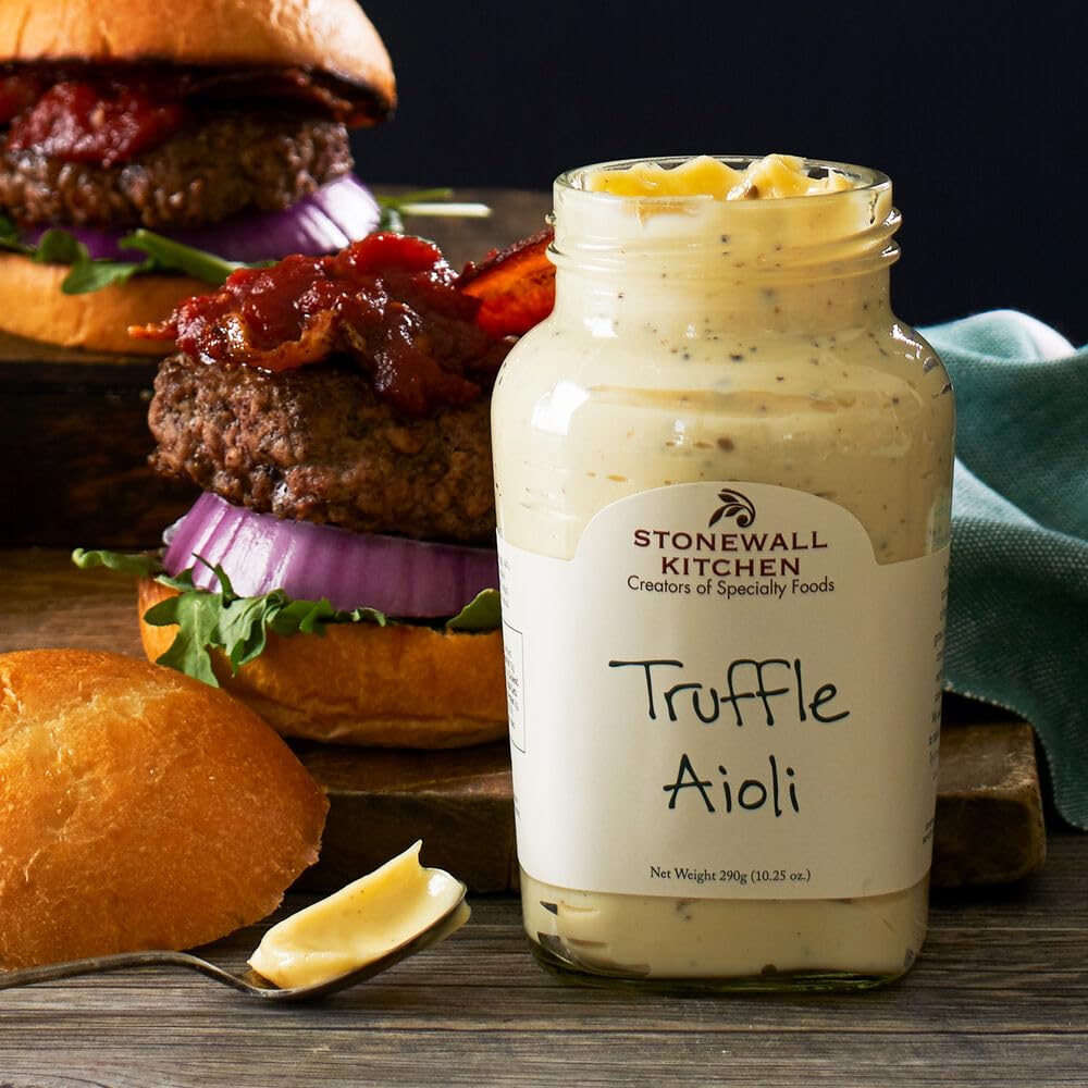 Stonewall Kitchen Truffle Aioli dipping plate with appetizers and crostini