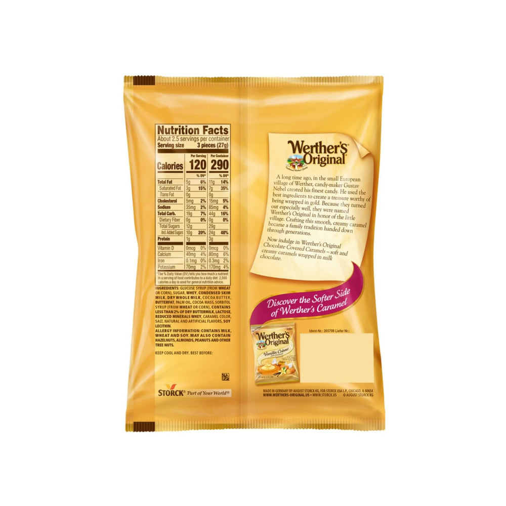 Storck Werther's Original chocolate-covered caramels melt smoothly, delivering a creamy bite