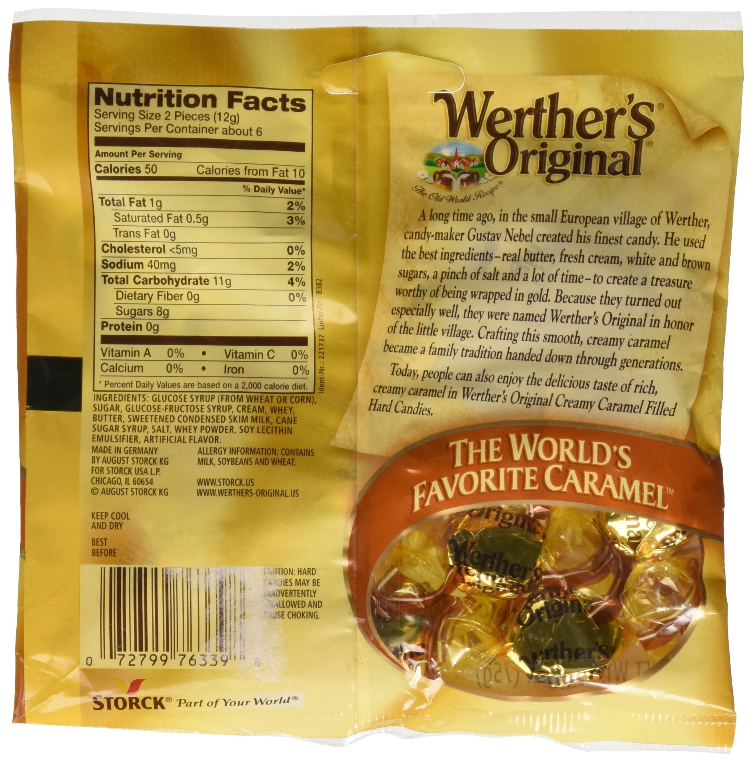 Storck Werther’s Original individually wrapped candies for freshness on the go.