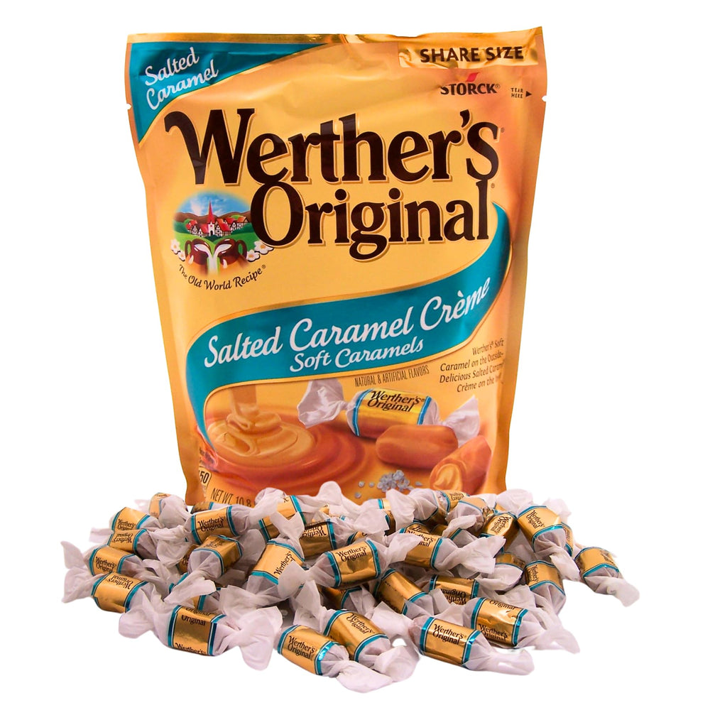 Storck Werther's Original salted caramel creme soft caramels bag—ideal for sharing.