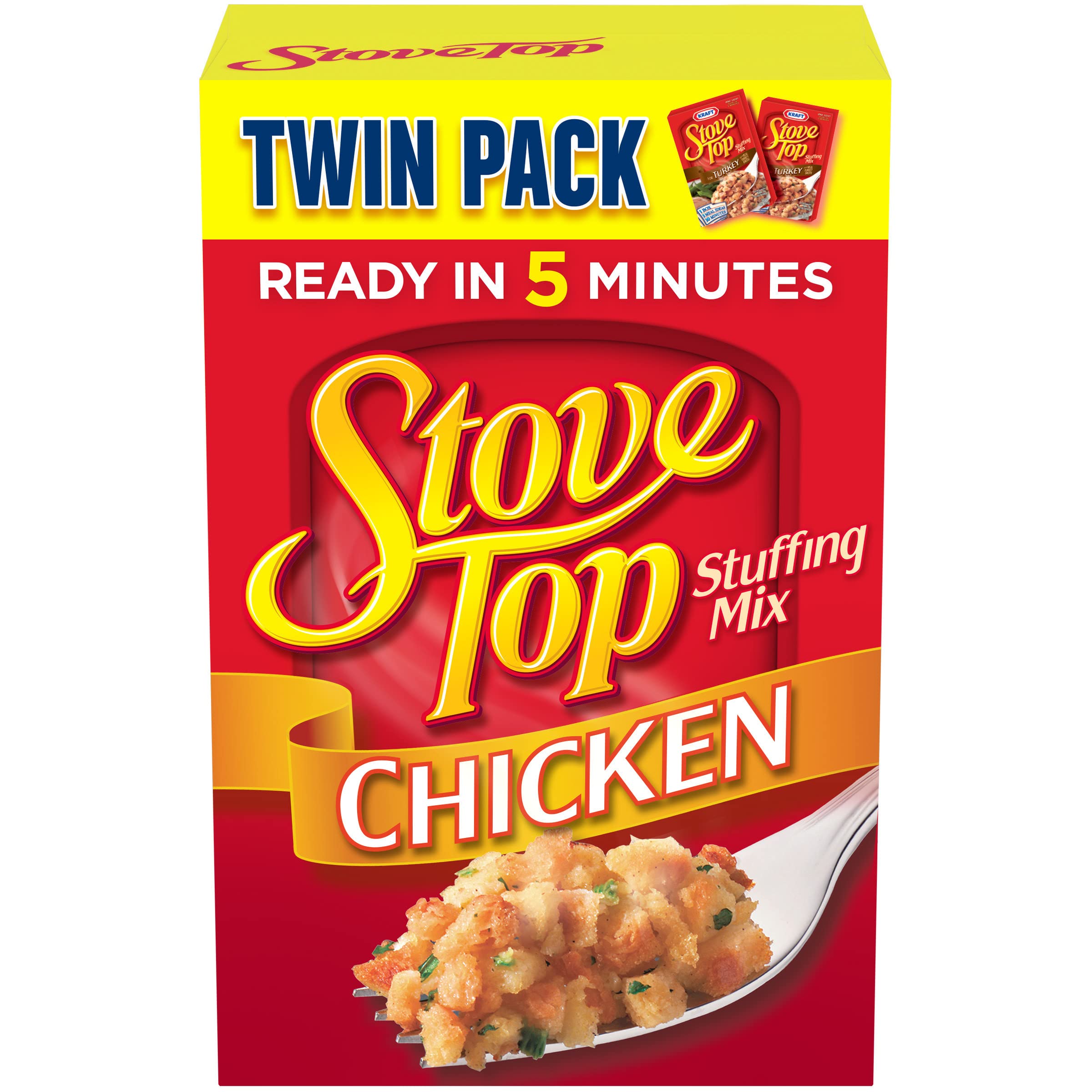Stove Top Chicken Stuffing 12oz box ready to use as a quick side dish.