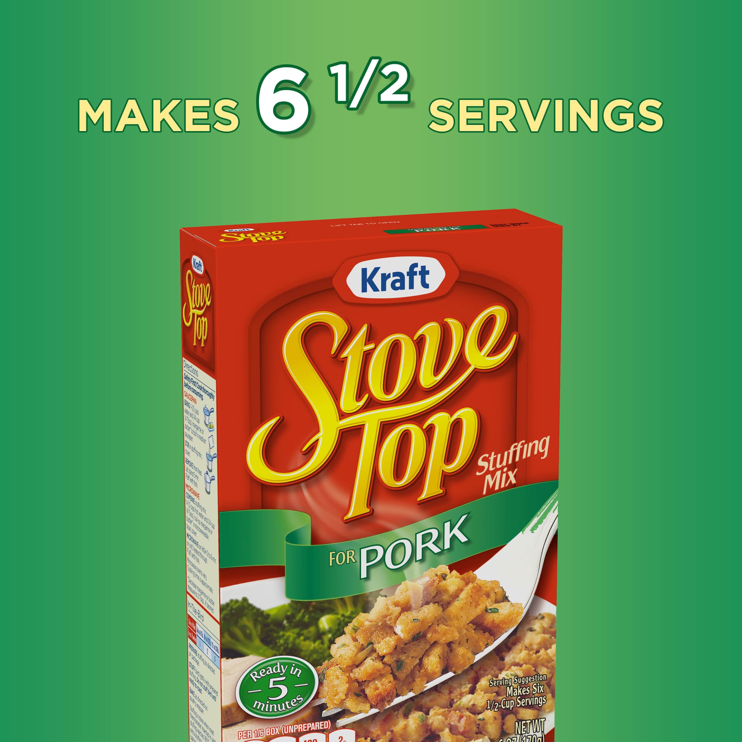 Stove Top Pork Stuffing Mix serving side at family meal.
