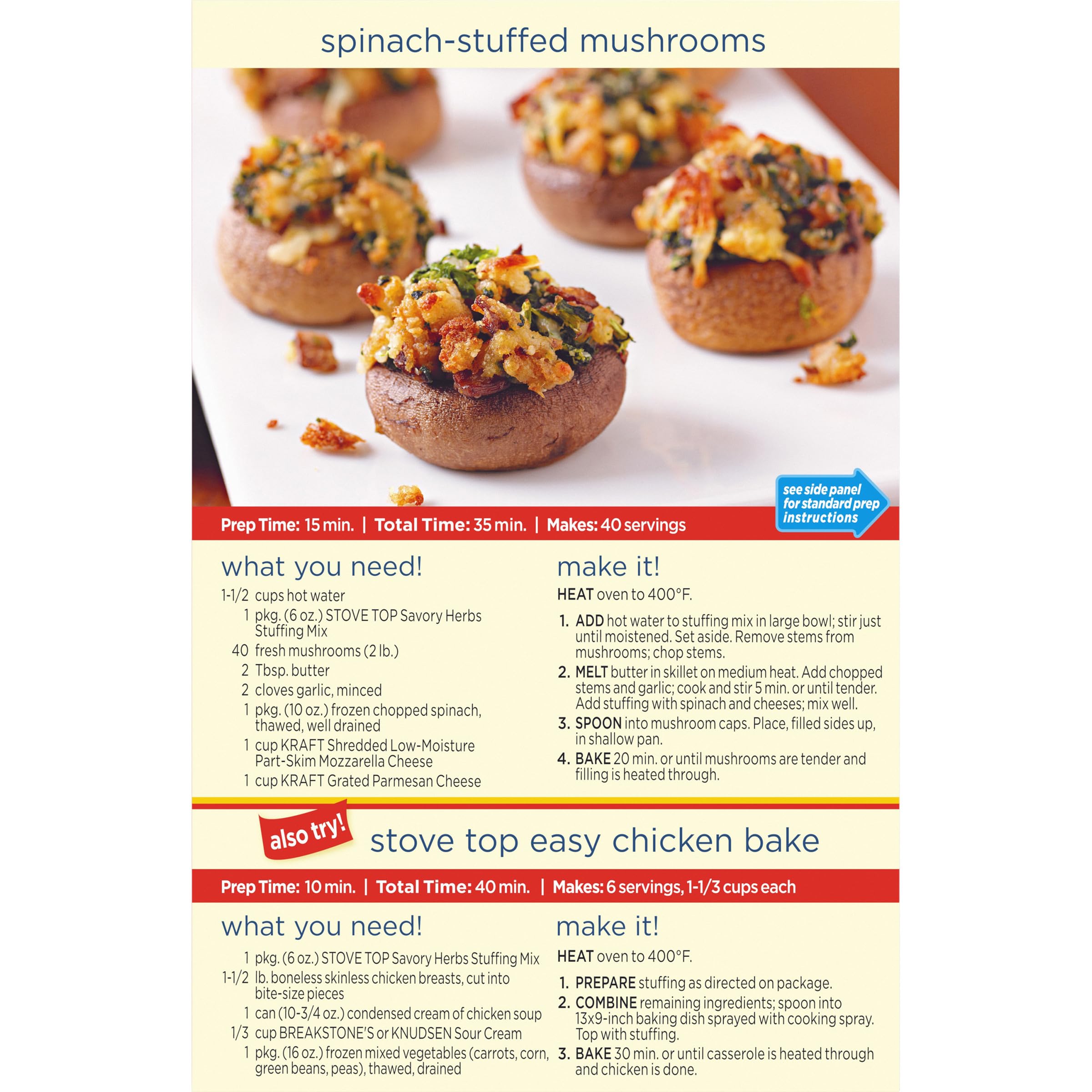Stove Top Savory Herbs Stuffing served with chicken and gravy pairing