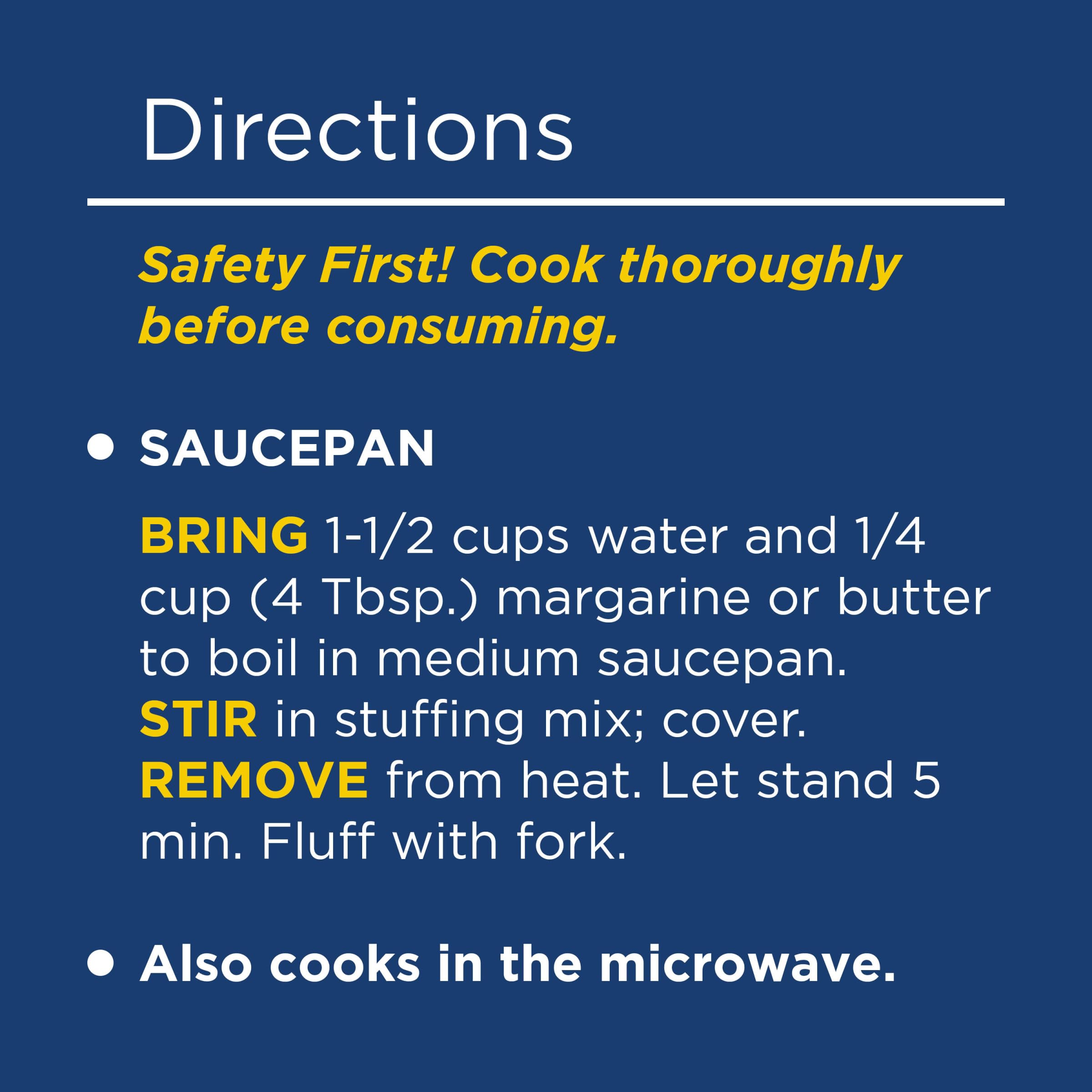 Stove Top stuffing ready in 5 minutes, quick side for meals.