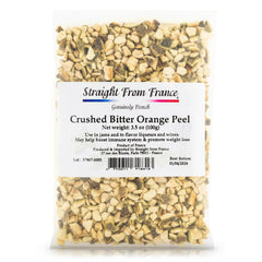Straight from France Crushed Bitter Orange Peel for infusions, elevating aroma and subtle flavor.