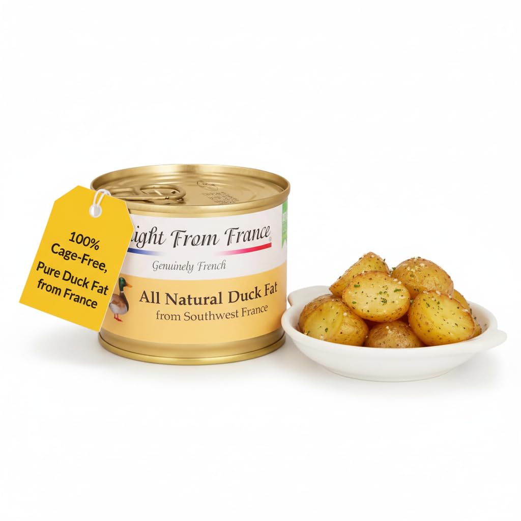 Straight from France duck fat jar close-up showcasing label and quality