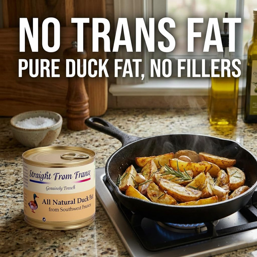 Straight from France duck fat pan-sear meat for browning and moisture
