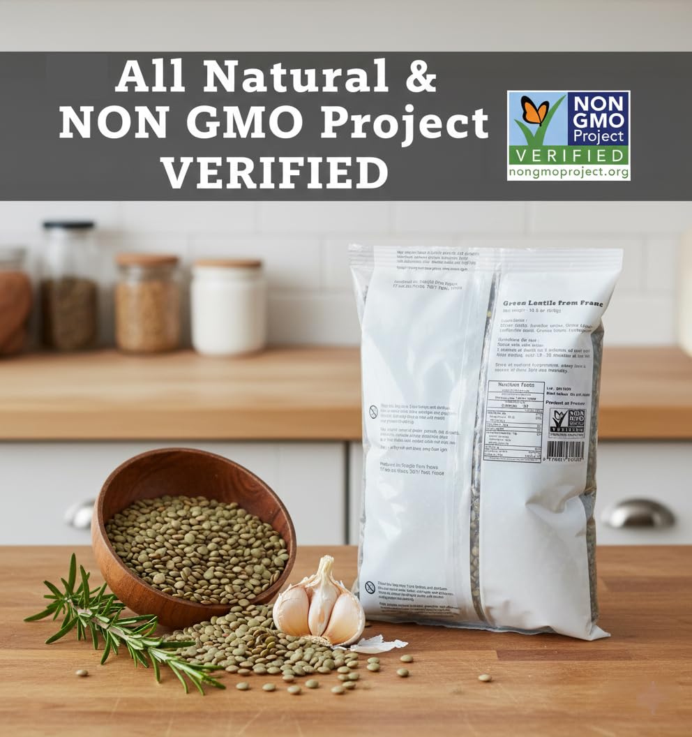 Straight from France green lentils cooked, tender texture in 20 to 25 minutes