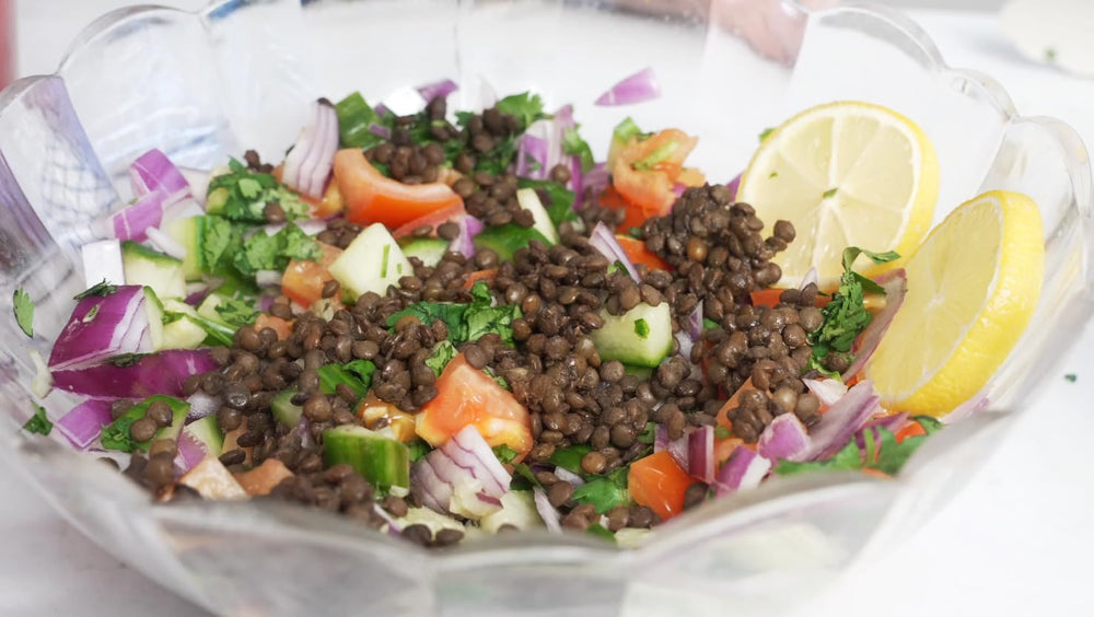 Straight from France green lentils label emphasizes non GMO and purity