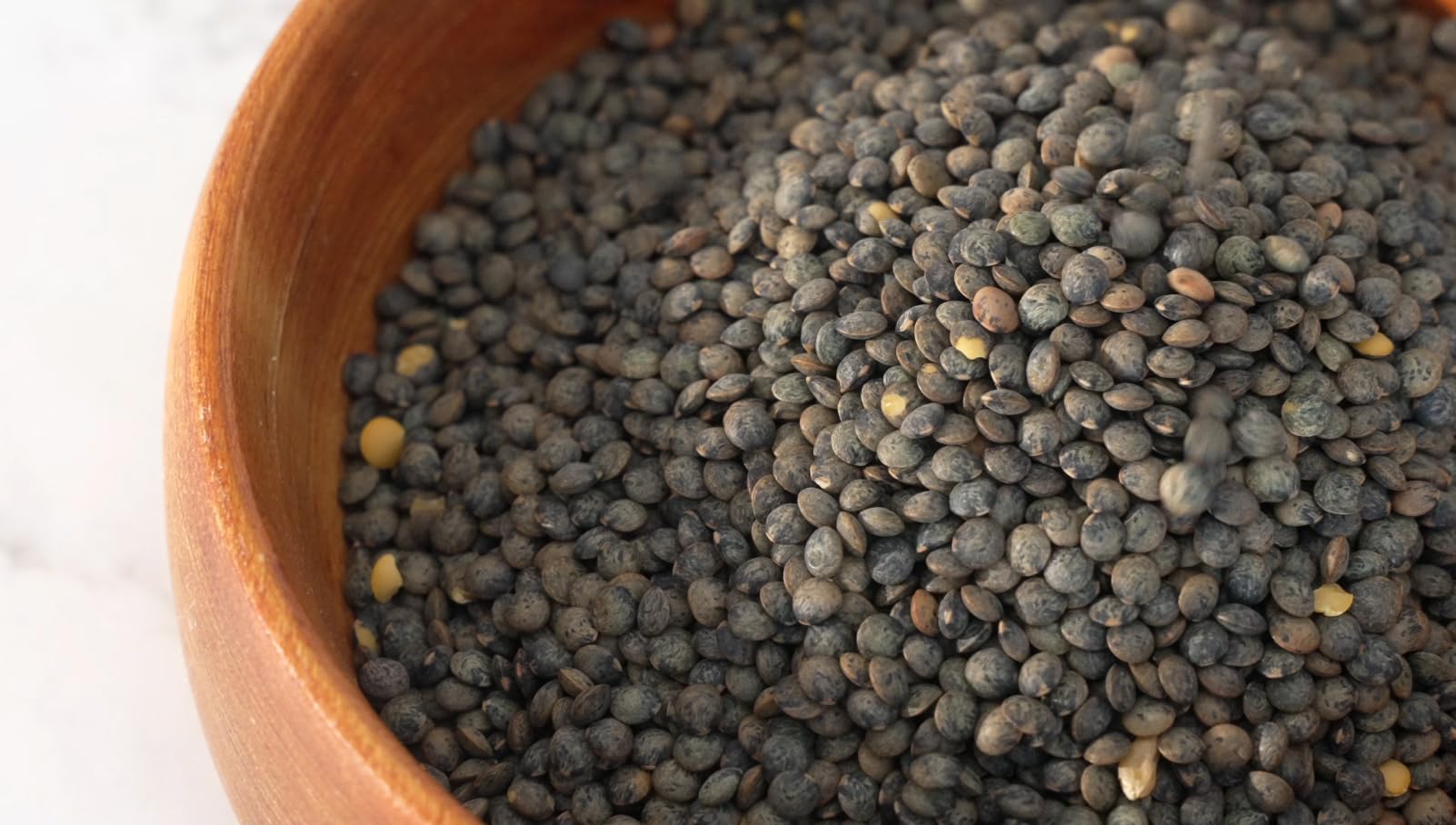 Straight from France lentils packaging on shelf, non GMO and gluten free