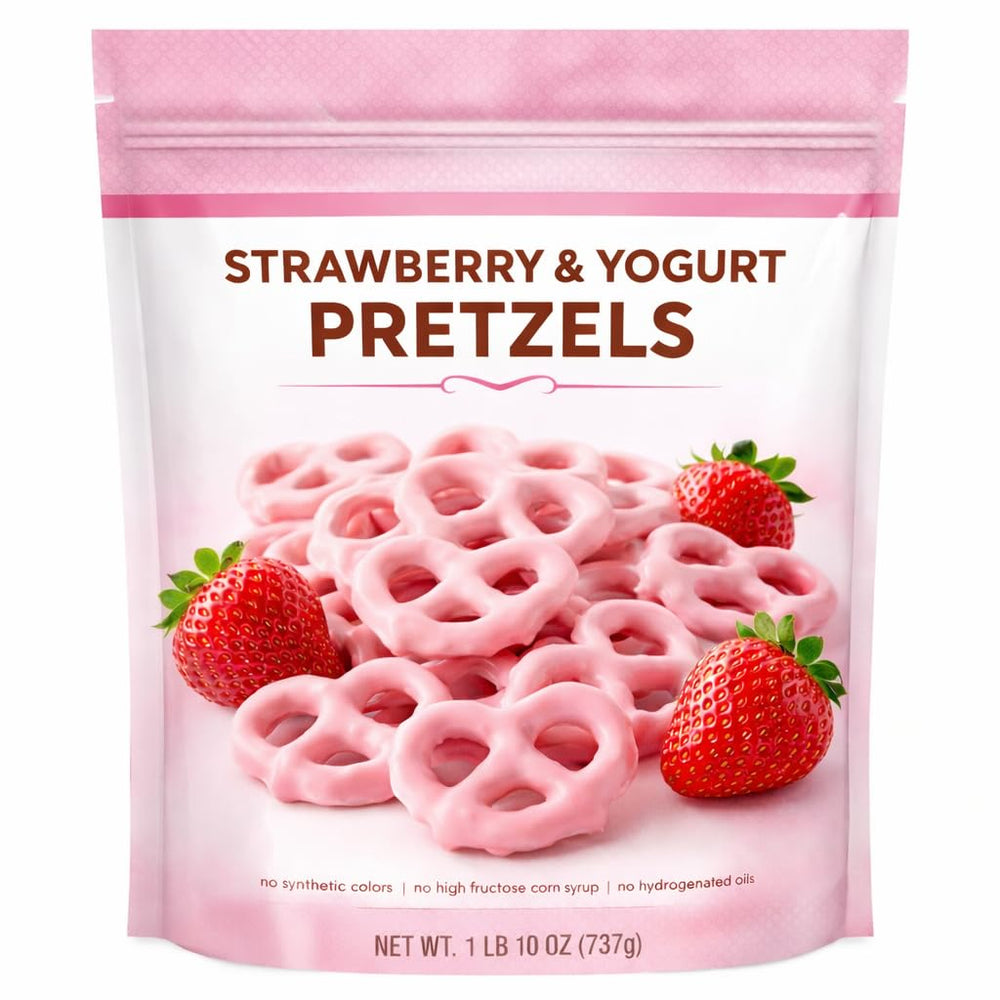Strawberry Yogurt Pretzel Delights Valentine gift bag ready for gifting