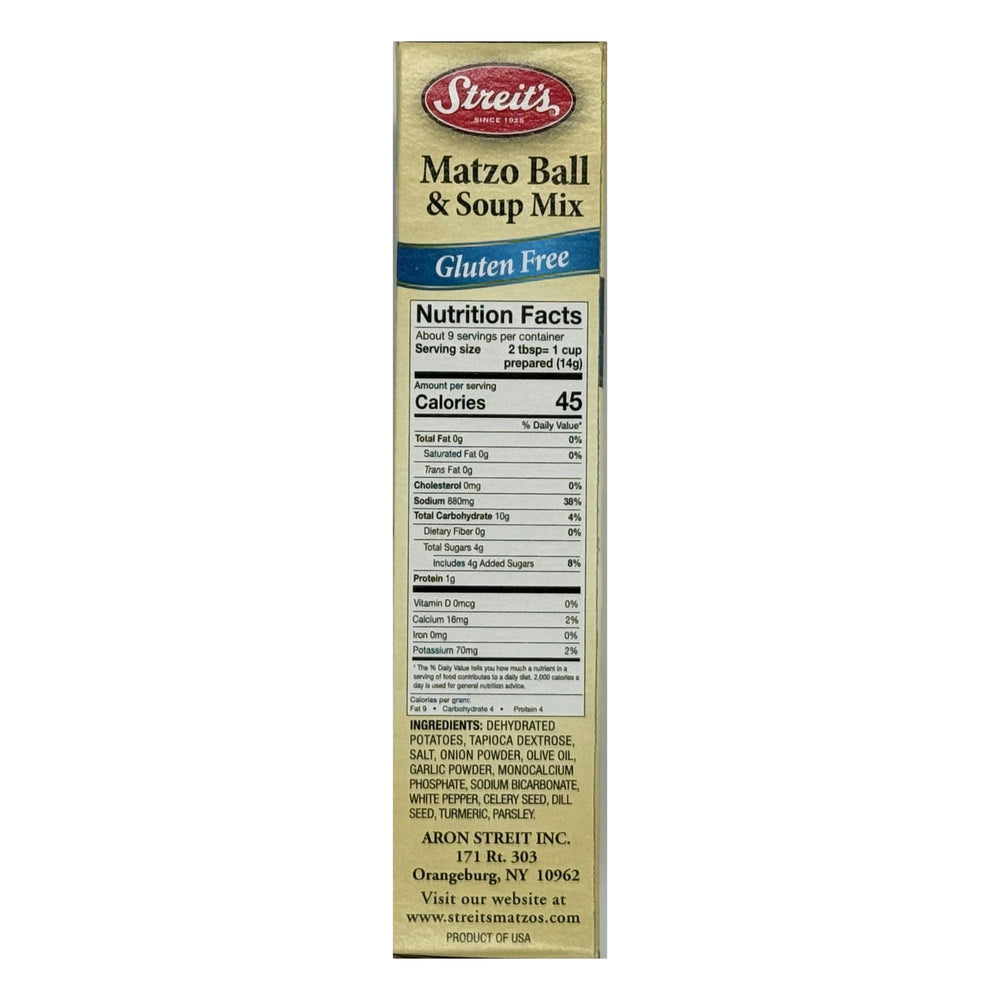 Streit's gluten-free matzo ball soup mix dry-ingredients closeup, easy gluten-free cooking base.