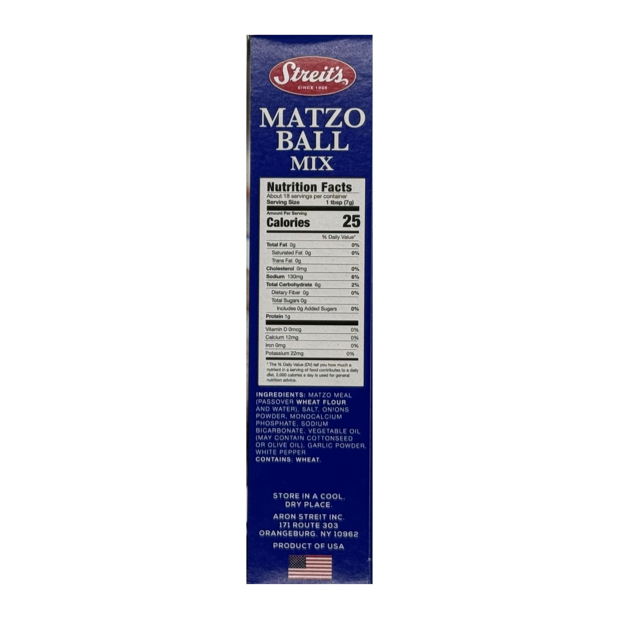 Streit's Matzo Ball Mix ingredients box highlighting no MSG and non-GMO.
