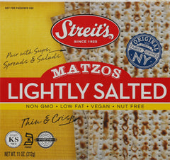 Streit's lightly salted matzos, freshly baked in the USA, ideal for holiday meals and everyday toppings