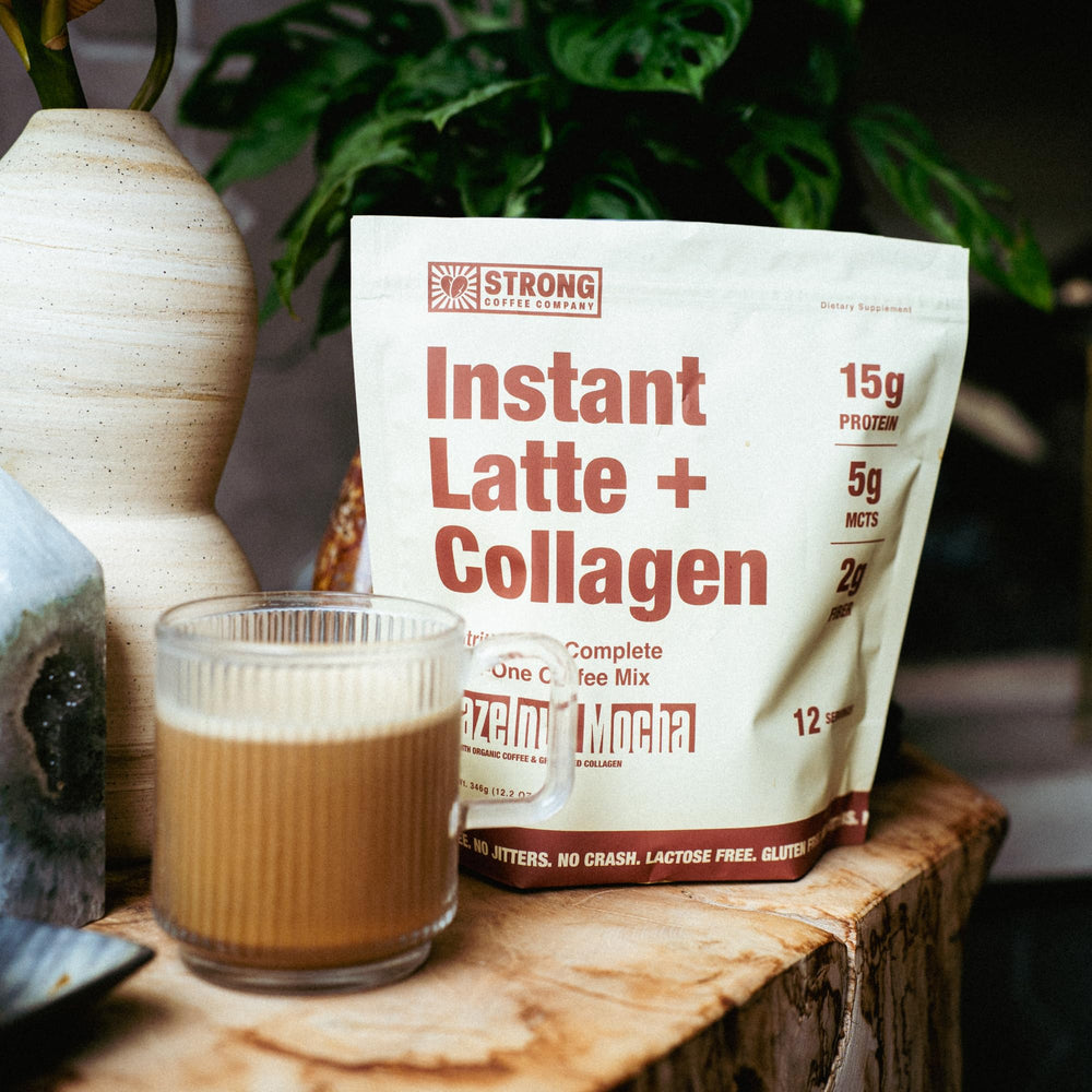 Strong Coffee Company low-sugar latte for mindful indulgence.