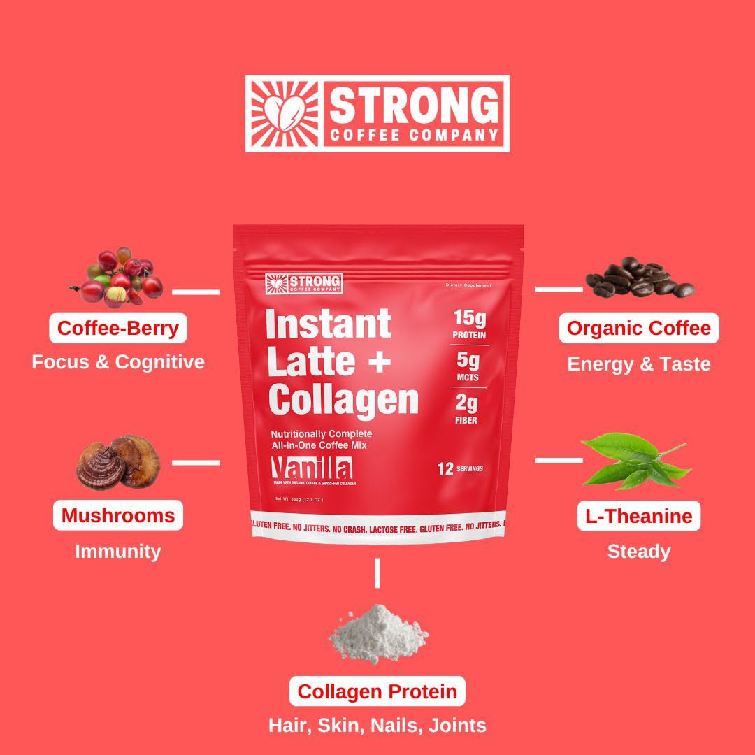 Strong Coffee Company Vanilla Instant Latte pour shows smooth texture and vanilla flavor.